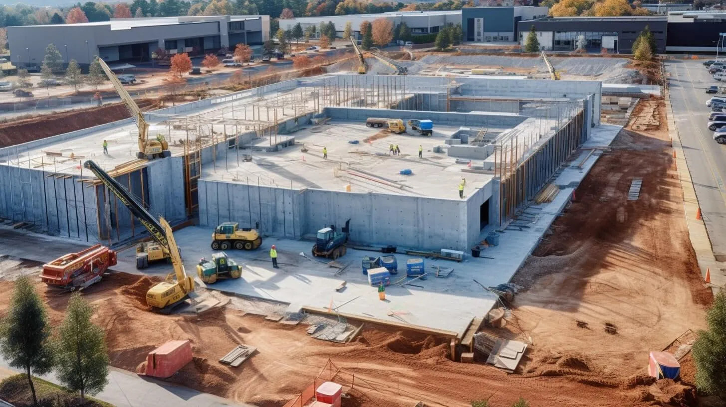 Aerial View of Building Site with a Data Center being Worked On