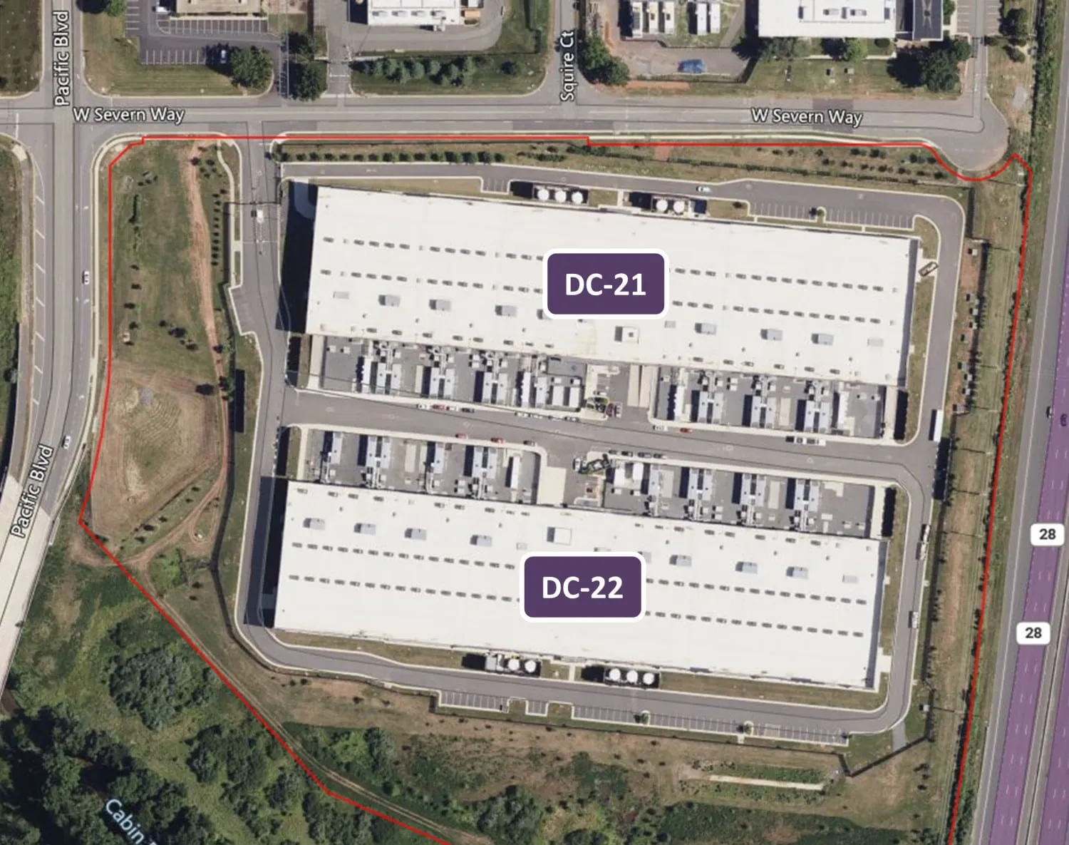 Amazon Web Services AWS West Severn Way Sterling Virginia Vista aérea