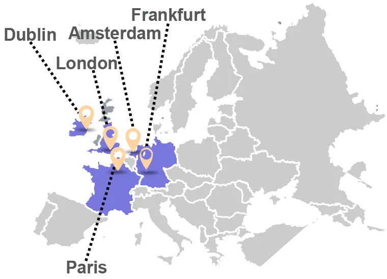 Mapa del Centro de Datos CyrusOne Europa