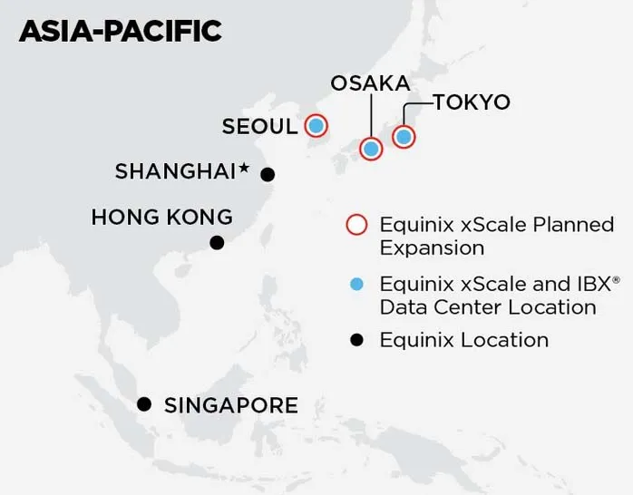 Presencia del Centro de Datos Equinix Asia-Pacífico