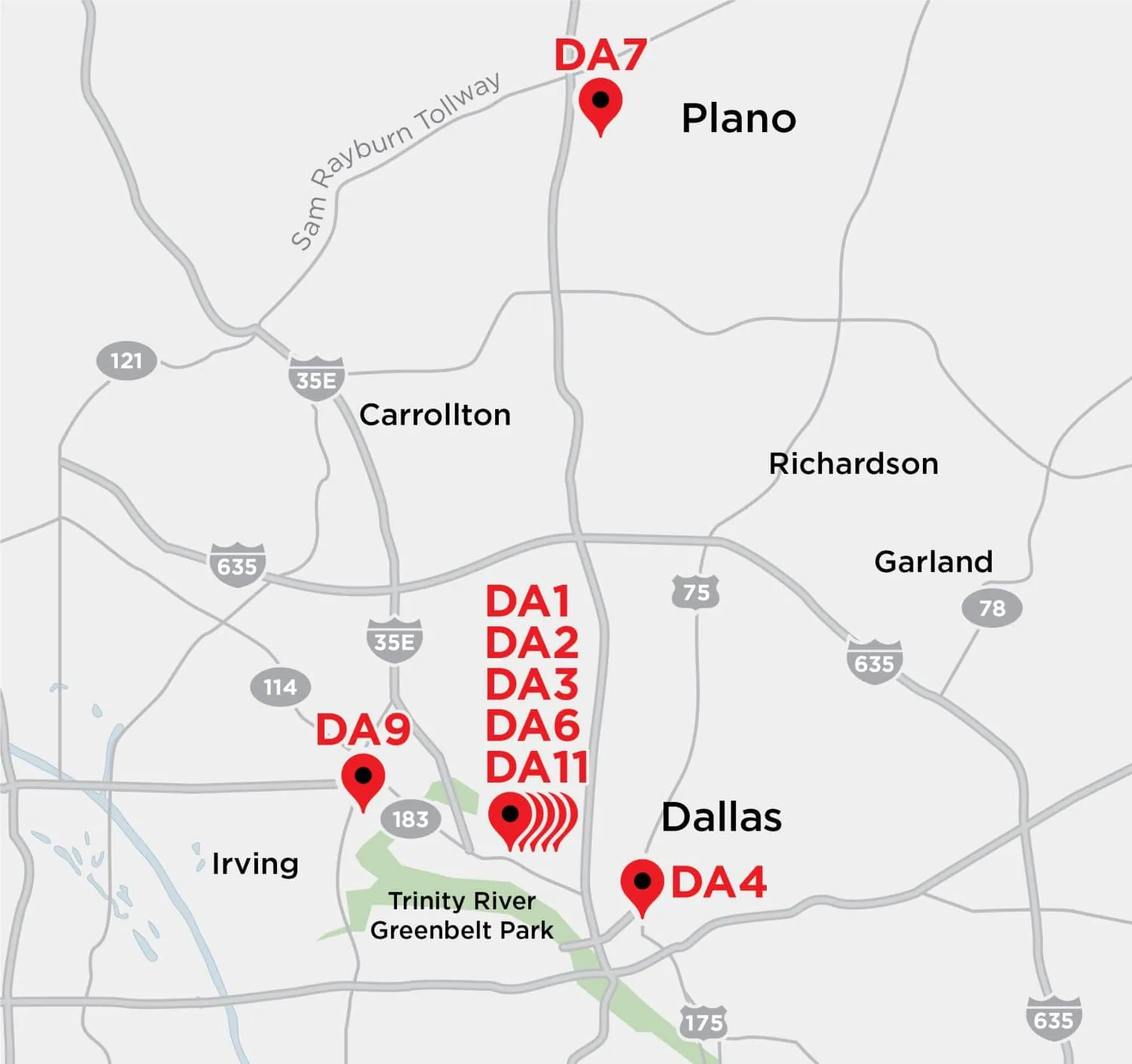 Mapa Infomart de Centros de Datos Equinix Dallas