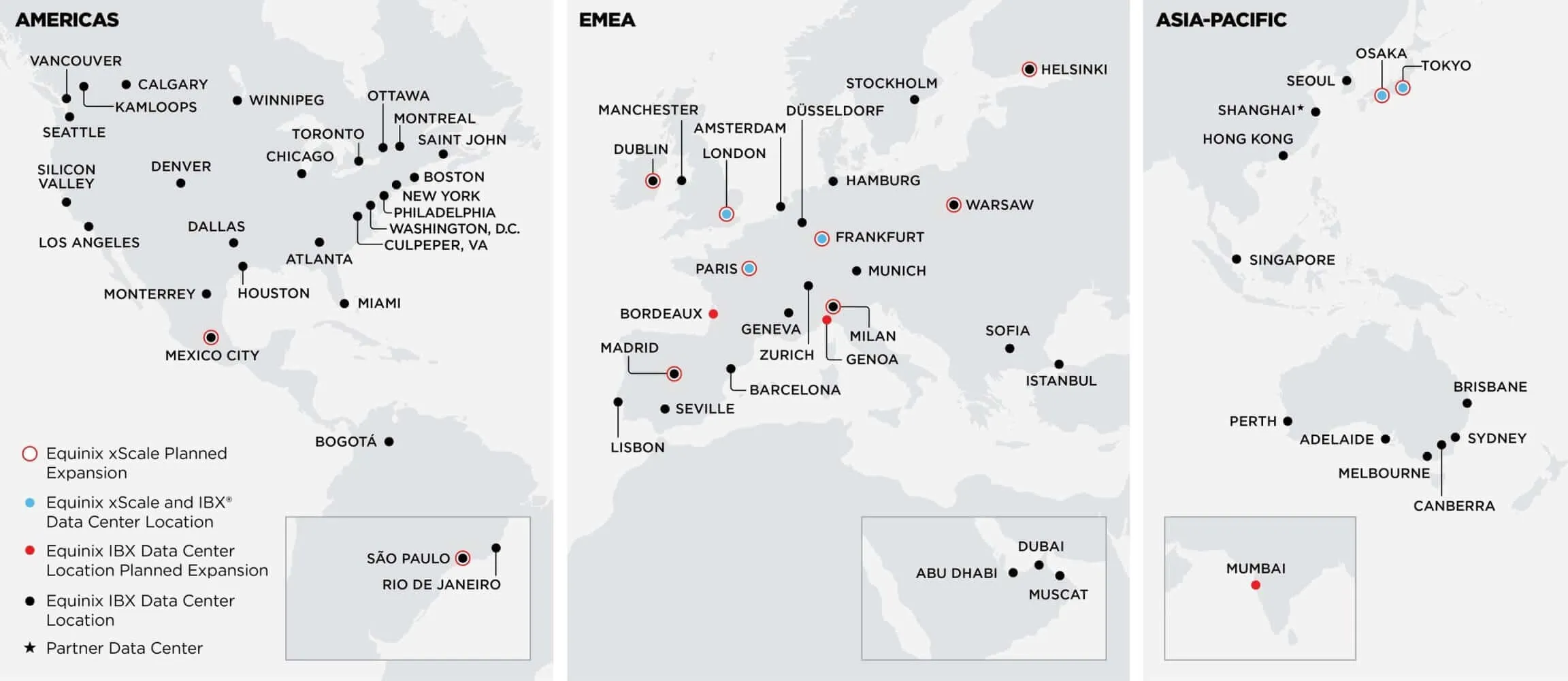 Ubicaciones del centro de datos Equinix xScale