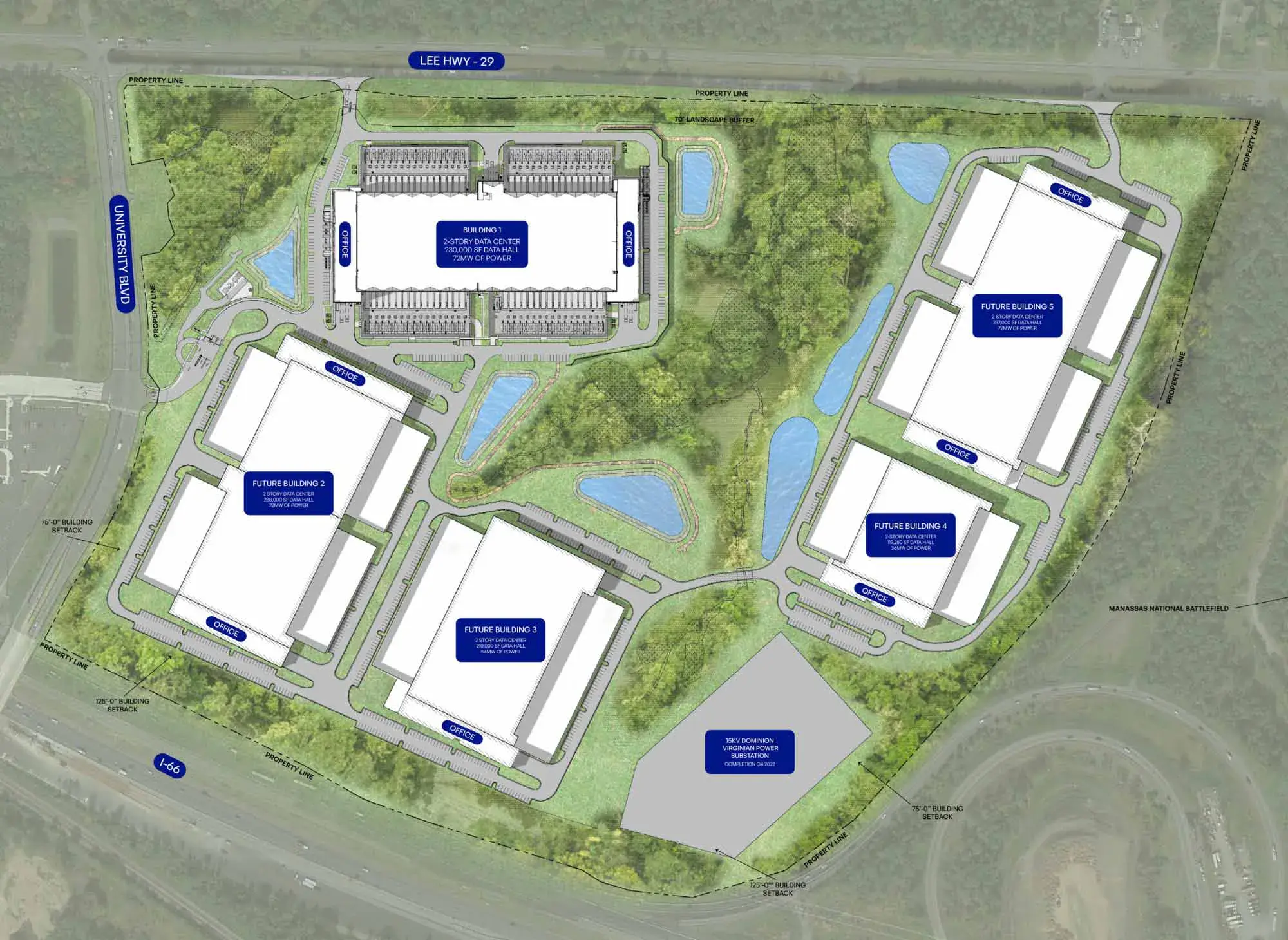 Mapa del sitio GCDC del Campus de Datos de Gainesville Crossing