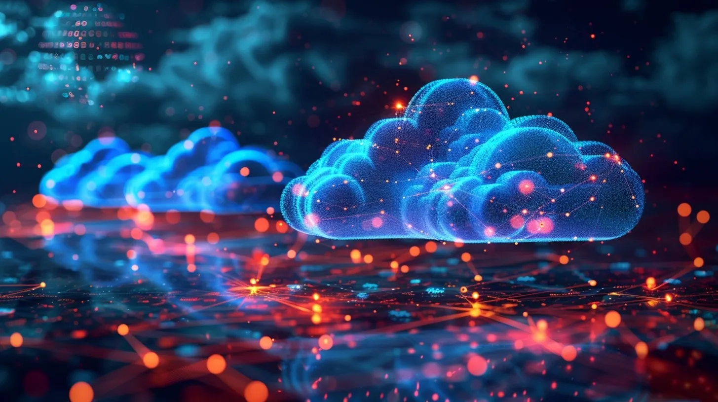 Multi Cloud Secure Security Vibrant Digital Glowing Infrastructure