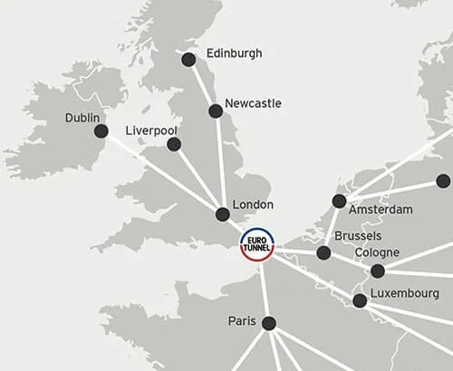 Mapa de ubicación del Eurotúnel Eurotúnel