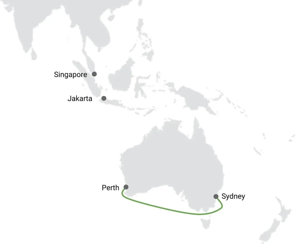 Mapa del sistema de cable submarino central INDIGO
