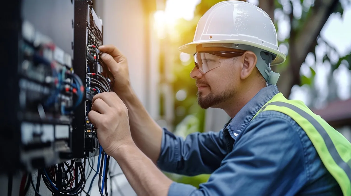 Instaladores de Fibra Trabajando y Técnico Instalado Cableado en una Casa o Hogar