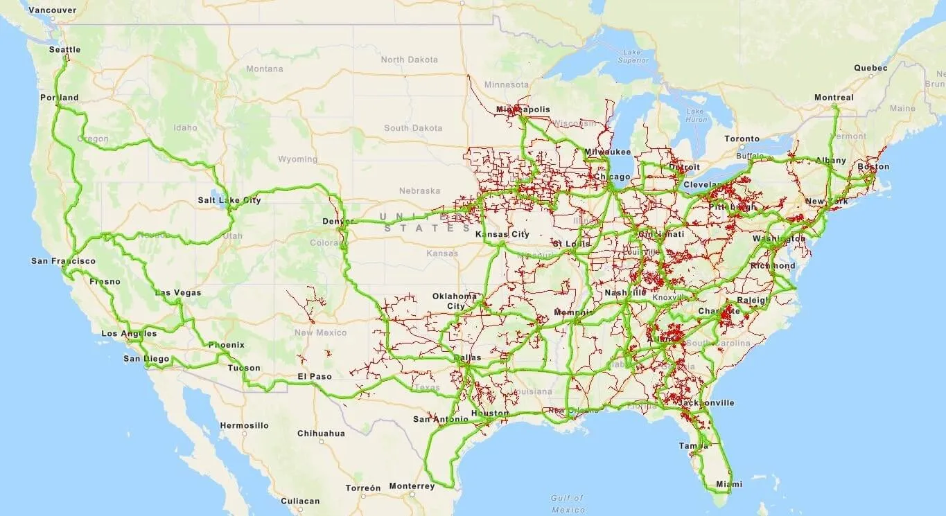Mapa de la Red Windstream Holdings Zayo Uniti